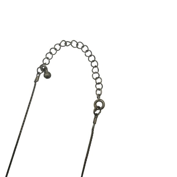 Silver Necklace With Emerald Green Teardrop Pendant Swarovski Rhinestones Chain - Picture 3 of 5